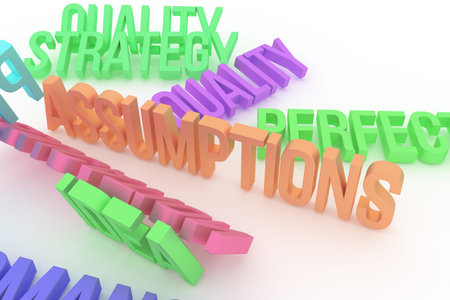 Assumptions, business conceptual colorful 3D rendered words. Good for web page, wallpaper, graphic...