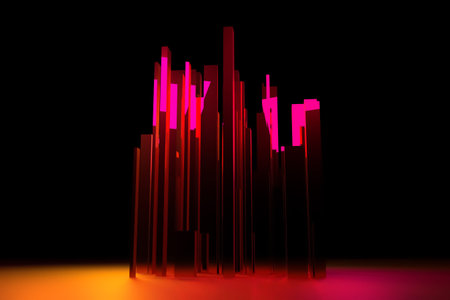 Block or shapre, pillar, colorful lighting. For web page, wallpaper, graphic design, catalog,...