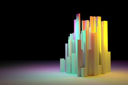 3D rendering. Background abstract, pillar block or shapre colorful lighting, for design & graphic...
