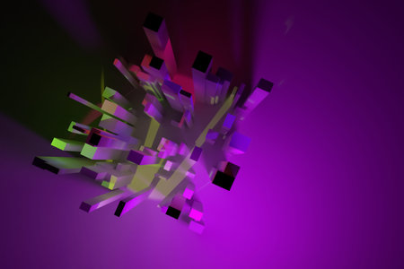 Colorful lighting, pillar block or shapre, for design texture or background. 3D rendering.