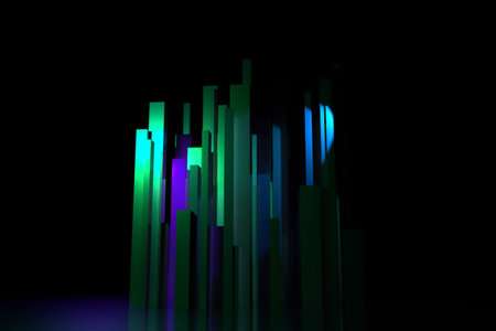 3D rendering. Colorful lighting, block or shapre, pillar. Decorative, illustrations. For design...