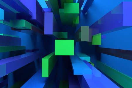3D rendering. Colorful lighting, pillar block or shapre, for design texture or background.の写真素材