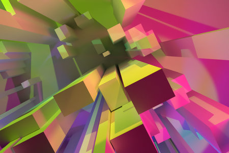 3D rendering. Colorful lighting, pillar block or shapre, for design texture or background.