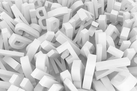 Decorative, illustrations CGI typography, letter of ABC, alphabet. Good for design texture, background. Gray or black and white B&W 3D rendering.の写真素材