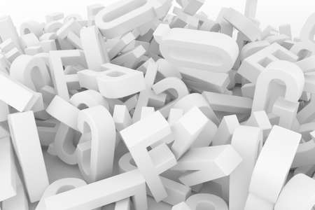 Alphabet, letter of ABC. Good for web page, wallpaper, graphic design, catalog, texture or background. Gray or black and white B&W 3D rendering. Caption, education, business & typography.の写真素材