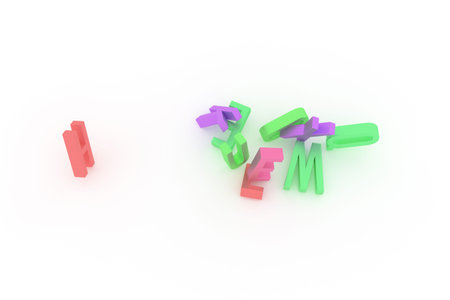 Decorative, illustrations CGI typography, letter of ABC, alphabetic character. Good for design...