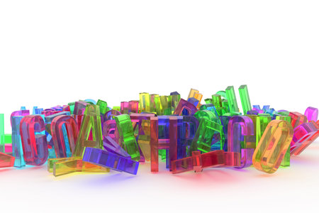 Background abstract CGI typography, good for design, alphabet, letter of ABC. Colorful transparent...