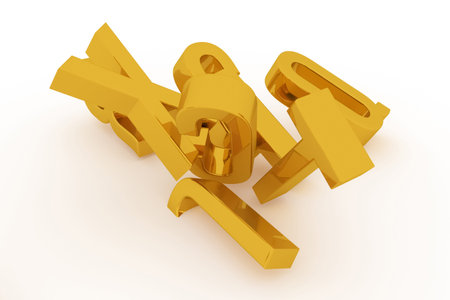 Background abstract CGI typography, good for design, alphabetic character for letter of ABC. Gold...