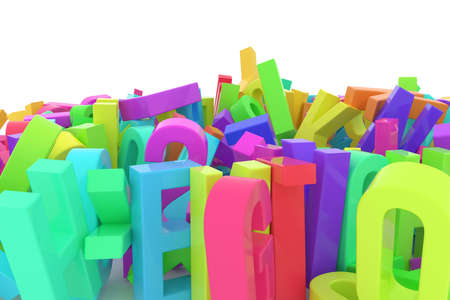 Abstract CGI typography, letter of ABC, alphabet. Good for web page, wallpaper, graphic design, catalog, texture, background. Colorful 3D rendering. Concept, learn, education & style.の写真素材