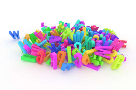 Background abstract CGI typography, good for design, alphabet, letter of ABC. Colorful 3D rendering.の写真素材