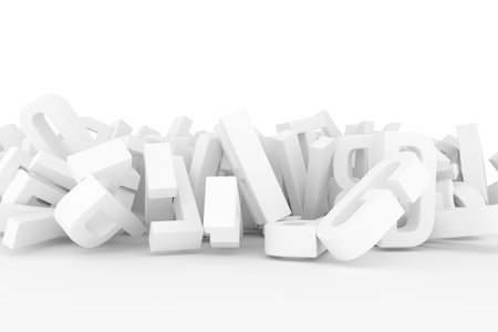 Alphabet, letter of ABC. Good for web page, wallpaper, graphic design, catalog, texture or background. Gray or black and white B&W 3D rendering.の写真素材