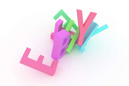 CGI typography, good for design texture or background, alphabetic character represent letter of ABC. Colorful 3D rendering.の写真素材