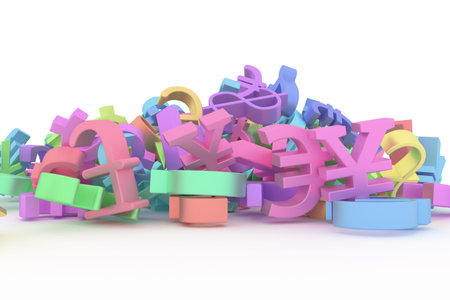 Decorative, illustrations CGI typography, money or profit, currency sign. Good for design texture,...