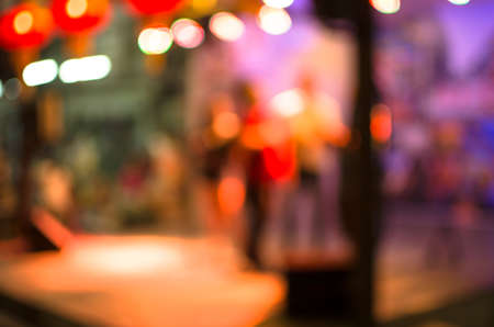 Abstract city street light defocused at night, blur bokehの写真素材