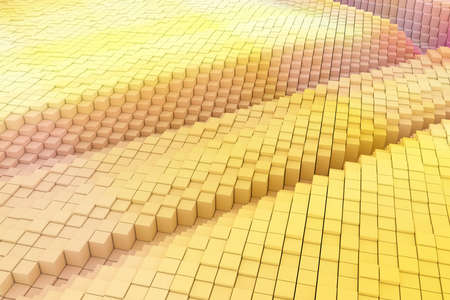 Colorful 3D rendering. Abstract blocks geometric structure shape composition. for web page, graphic design, texture, background.の写真素材