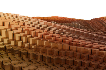 Colorful 3D rendering. Shape composition, geometric structure blocks, for design texture or background.の写真素材