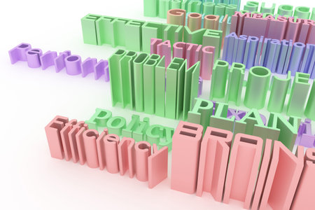 Business related keywords, illustrations of CGI typography.  Colorful 3D rendering. Skill,...