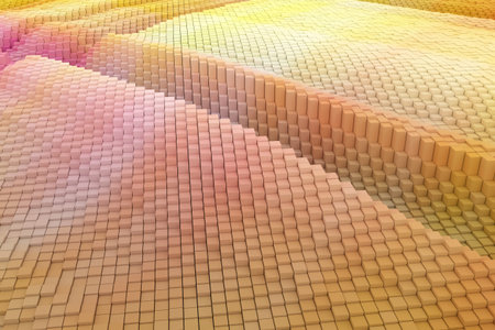 Colorful 3D rendering. Shape composition, geometric structure blocks, for design texture or...