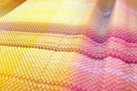 Colorful 3D rendering. Background abstract, geometric structure blocks shape composition