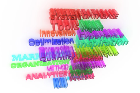 Colorful transparent plastic or glass 3D rendering. Business related keywords, illustrations of CGI...