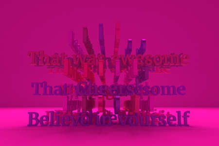 CGI typography, keywords cloud, motivation related. Decorative, illustrations. For design texture, background. 3D rendering.の写真素材