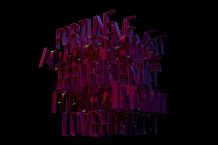 3D rendering. Background abstract, motivation related keywords cloud CGI typography with dark...