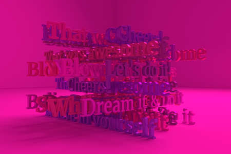 Keywords cloud, motivation related, CGI typography. For web page, wallpaper, graphic design, catalog, texture or background. 3D rendering.の写真素材