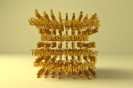 3D rendering. CGI typography, keywords cloud, motivation related. Decorative, illustrations. For...