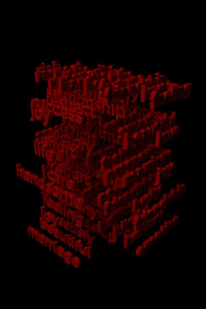 Background abstract, motivation related keywords cloud CGI typography with dark backgroundの写真素材