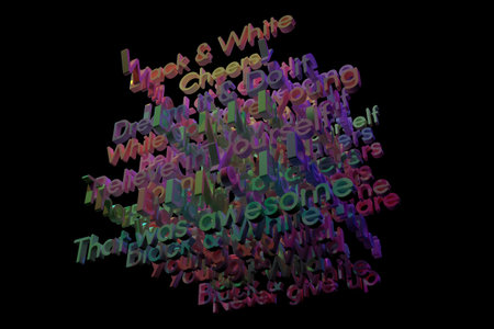 Background abstract, motivation related keywords cloud CGI typography with dark background, for...