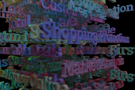 3D rendering. Background abstract, business or finance related keywords CGI typography with dark backgroundの写真素材