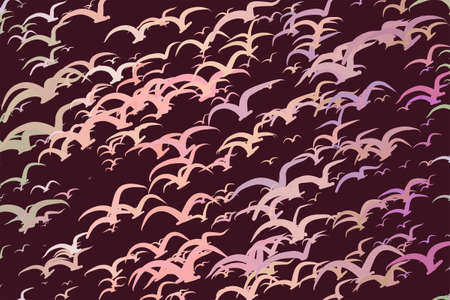 Abstract flying birds. Good for web page, wallpaper, graphic design, catalog, texture or background. Cartoon style vector.のイラスト素材