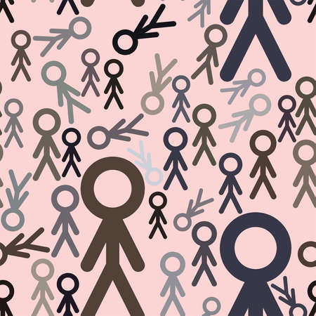 Seamless conceptual background sign of people or human for design catalog or texture. Cartoon style vector.のイラスト素材