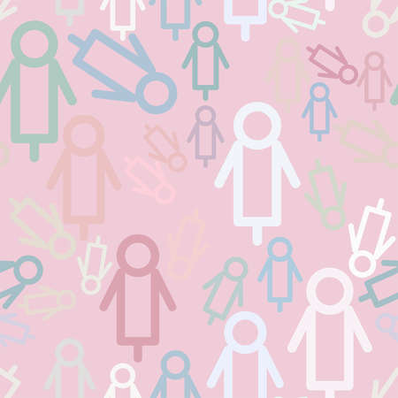 Seamless abstract hand drawn sign of male or female, artistic for graphic design, catalog, textile or texture printing & background. Cartoon style vector.のイラスト素材