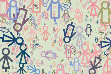 Background or backdrop, sign of male or female hand drawn, good for design texture. Cartoon style vector.のイラスト素材
