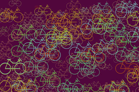Outline of bicycle abstract hand drawn background, texture or backdrop. Cartoon style vector.のイラスト素材
