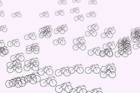 Outline of bicycle illustrations background abstract, hand drawn texture. Cartoon style vector.