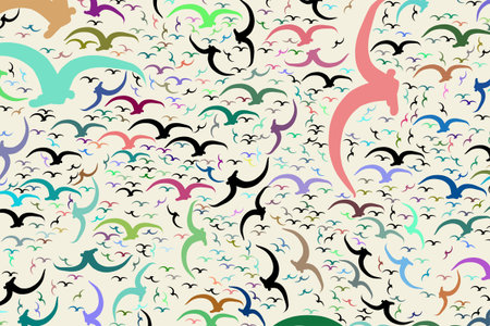 Abstract illustrations of flying birds, conceptual. Good for design background. Cartoon style...