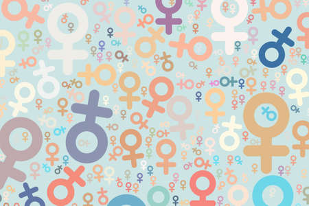 Background or backdrop, sign of male or female hand drawn, good for design texture. Cartoon style vector.のイラスト素材