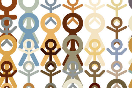 Abstract background with sign of people or human. Cartoon style vector.のイラスト素材