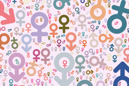 Abstract sign of male or female. Good for web page, wallpaper, graphic design, catalog, texture or background. Cartoon style vector.のイラスト素材