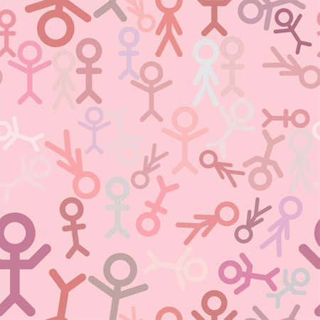 Seamless abstract sign of people or human illustrations background. Cartoon style vector.のイラスト素材