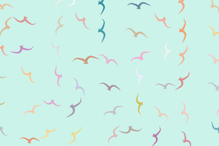 Conceptual background flying birds for design catalog or texture. Cartoon style vector.のイラスト素材