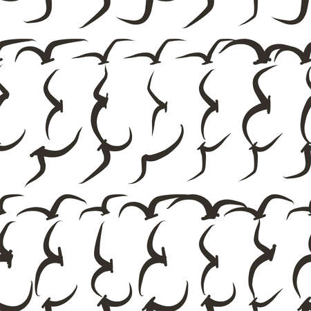 Seamless flying birds illustrations background abstract, hand drawn texture. Cartoon style vector.のイラスト素材
