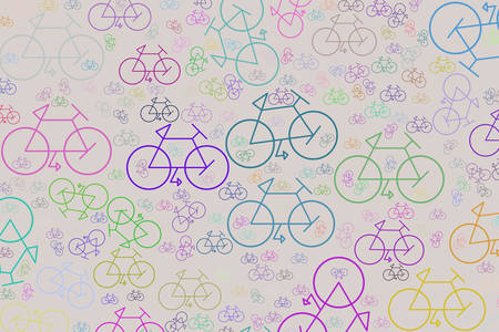 Abstract outline of bicycle illustrations background. Cartoon style vector.のイラスト素材