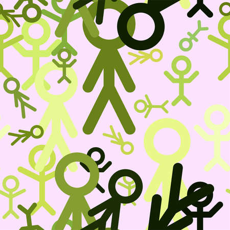 Seamless decorative and hand drawn sign of people or human illustrations. Good for design texture & background. Cartoon style vector.のイラスト素材