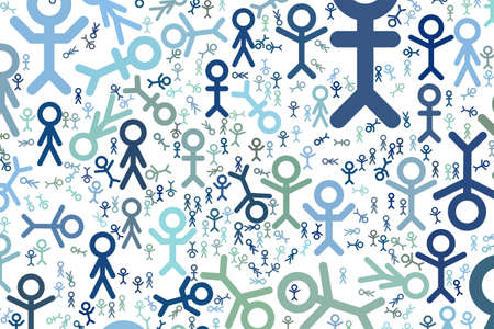 Conceptual background sign of people or human for design catalog or texture. Cartoon style vector.のイラスト素材