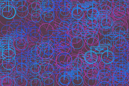 Abstract background with outline of bicycle. Cartoon style vector.