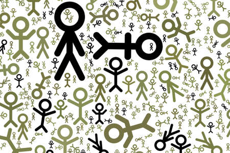Sign of people or human abstract hand drawn background, texture or backdrop. Cartoon style vector.のイラスト素材