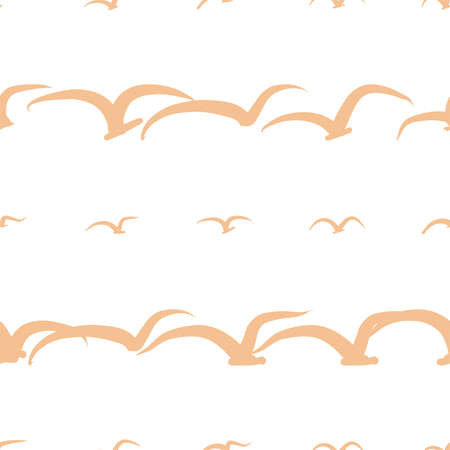 Seamless abstract flying birds generative art background. Cartoon style vector.のイラスト素材
